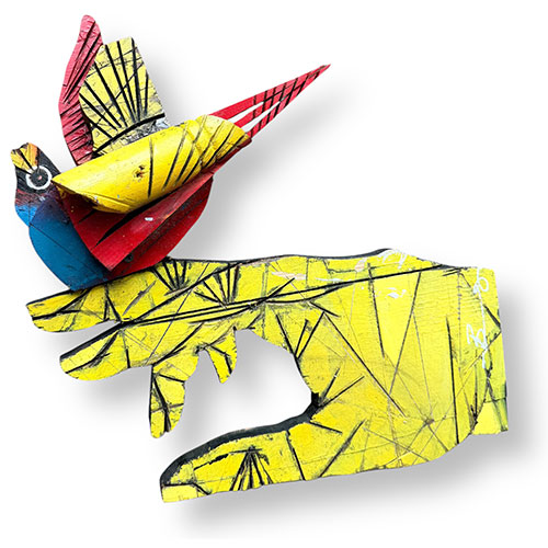 Michael Banks 15 x 15 Yellow Bird in Hand WP5644